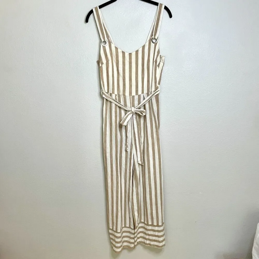 Romeo & Juliet Couture Striped Linen Jumpsuit M